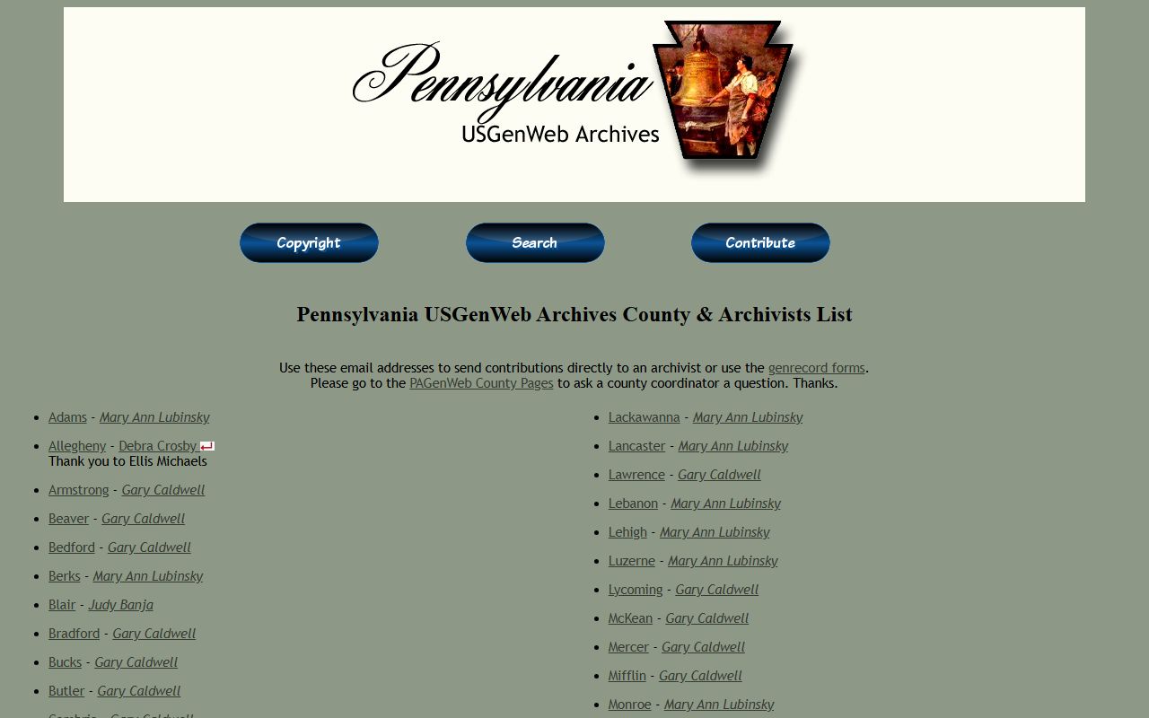 USGenWeb Pennsylvania Archives, a resource for Lancaster birth records transcriptions and indexes