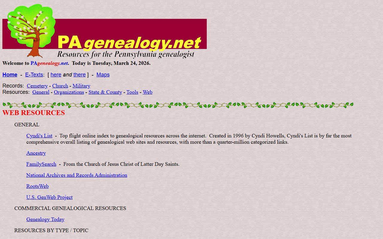 Berks County Register of Wills website showing Reading birth records and genealogy collections