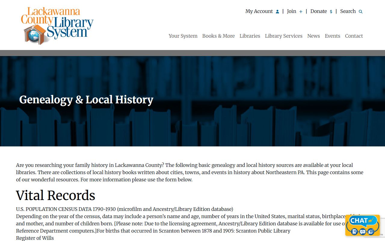 Lackawanna County Register of Wills website, source for Scranton birth records