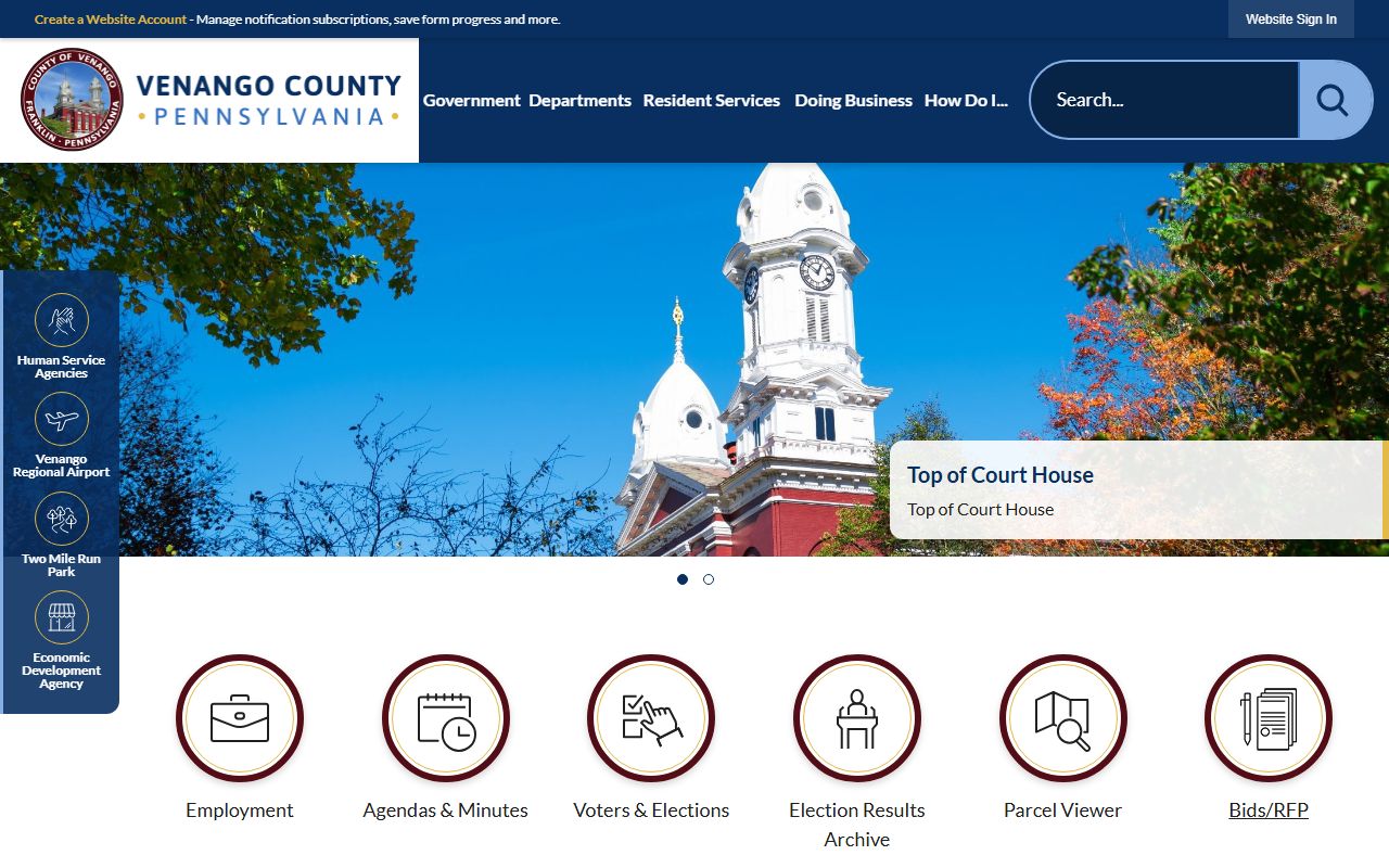 Courthouse image captured during Mercer County birth records research from the Venango County website