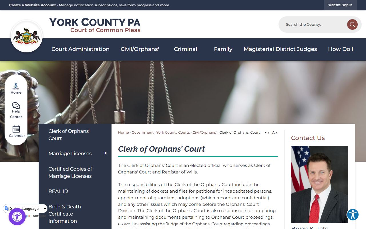 York County courthouse and official website for York County birth records research
